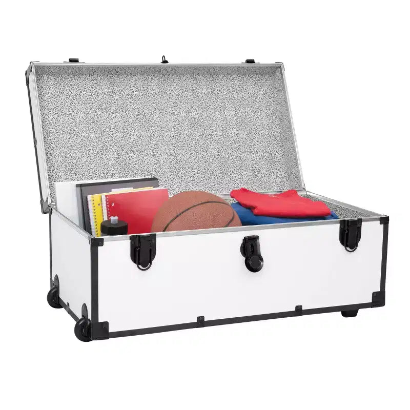 30" Wheeled Footlocker Storage Trunk College Camp 200 lb Capacity