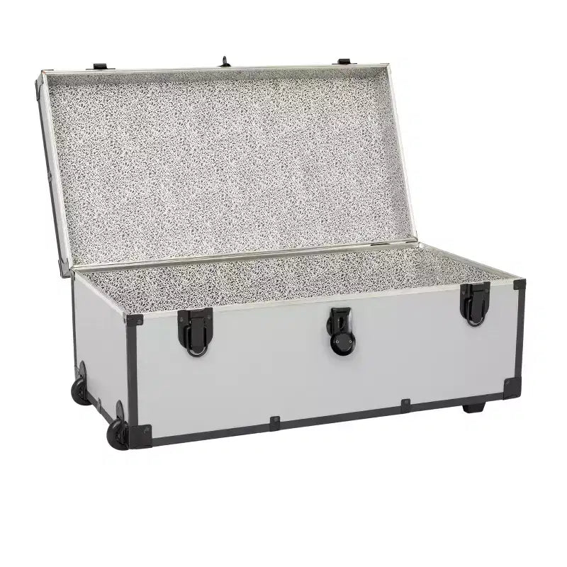 30" Wheeled Footlocker Storage Trunk College Camp 200 lb Capacity