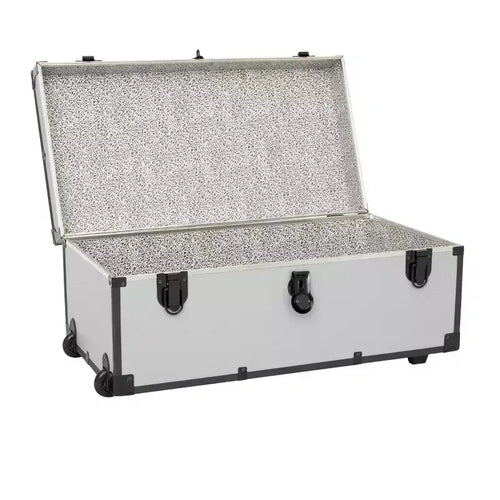 Coffre de rangement à roulettes de 76 cm pour collège/camping, capacité de 90 kg