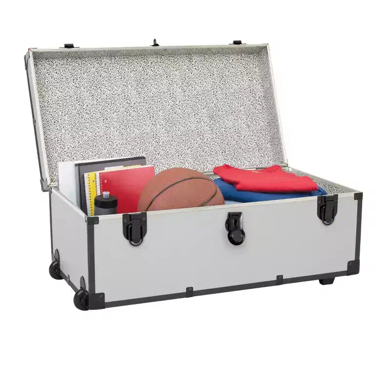 30" Wheeled Footlocker Storage Trunk College Camp 200 lb Capacity