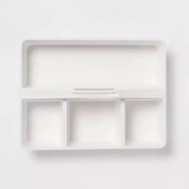 Divided Caddy Organizer White Polypropylene Utility Storage