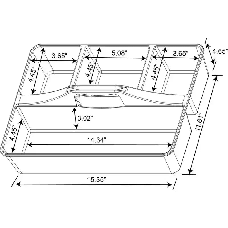 Divided Caddy Organizer White Polypropylene Utility Storage