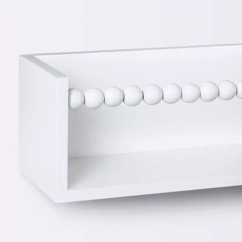 Beaded Decorative Wall Shelf White MDF