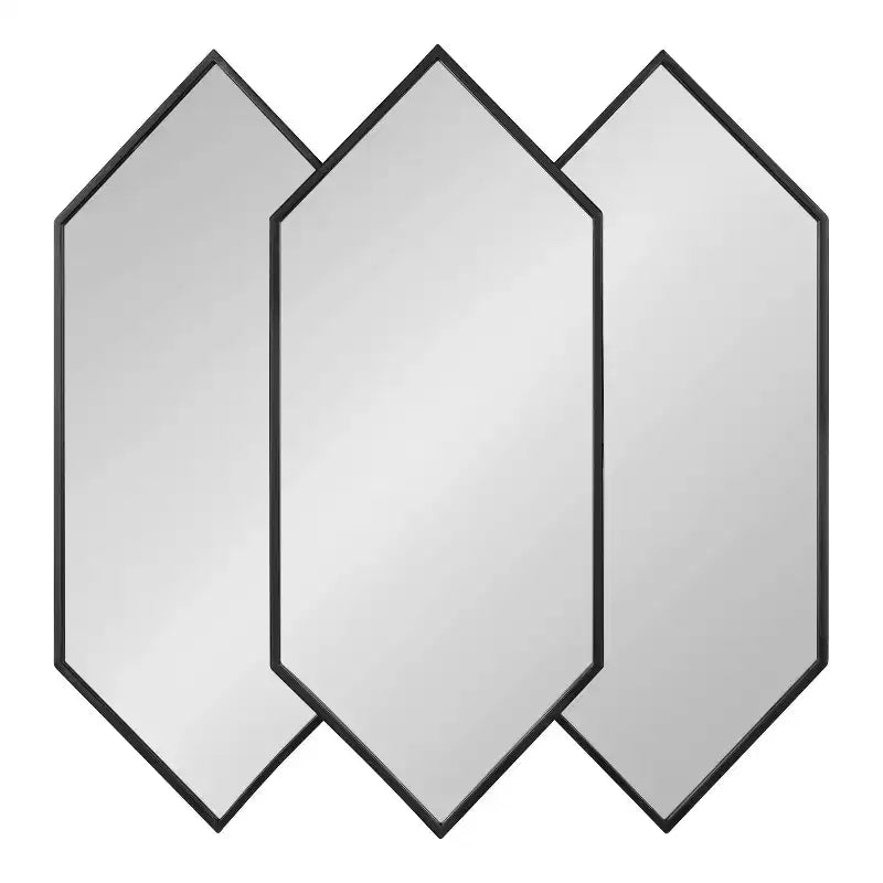 28" x 27" Diaz Framed Wall Mirror Black: Hexagonal, Modern Design, No Assembly Required