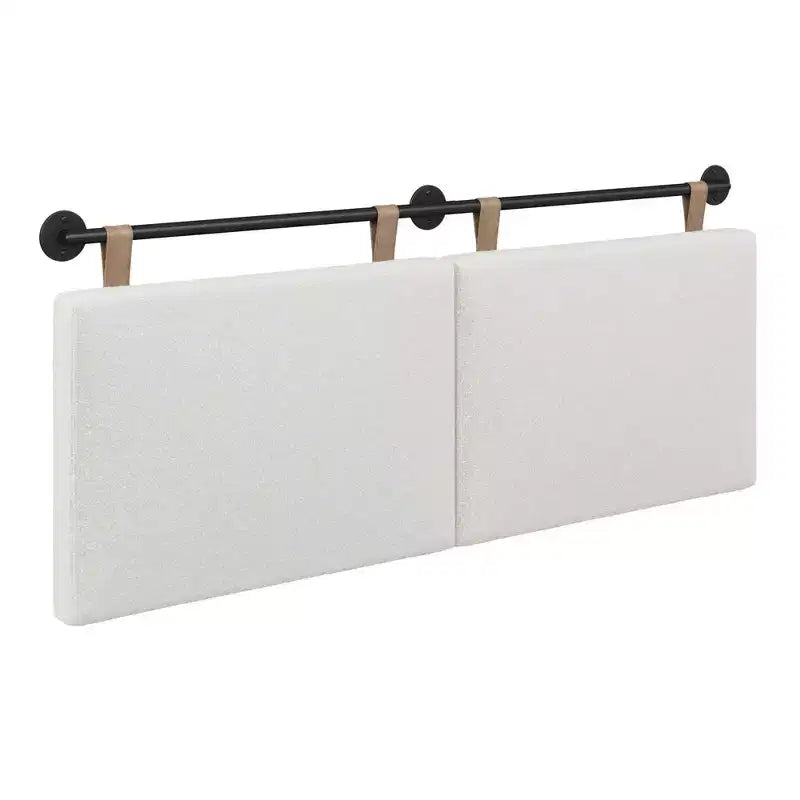 Full/Queen Boucle Kids' Headboard Cream Wall Mounted MDF Upholstered