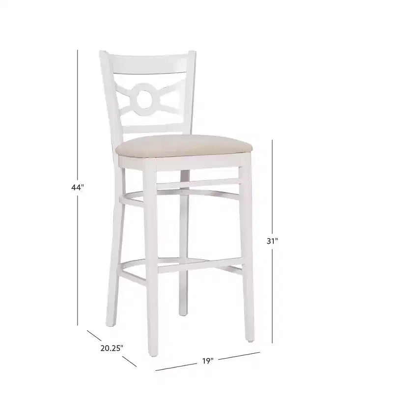 Set of 2 Ultra Suede Padded Seat Barstools White/Gray Solid Beechwood 31" High