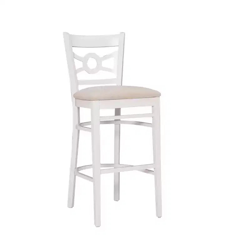 Set of 2 Ultra Suede Padded Seat Barstools White/Gray Solid Beechwood 31" High