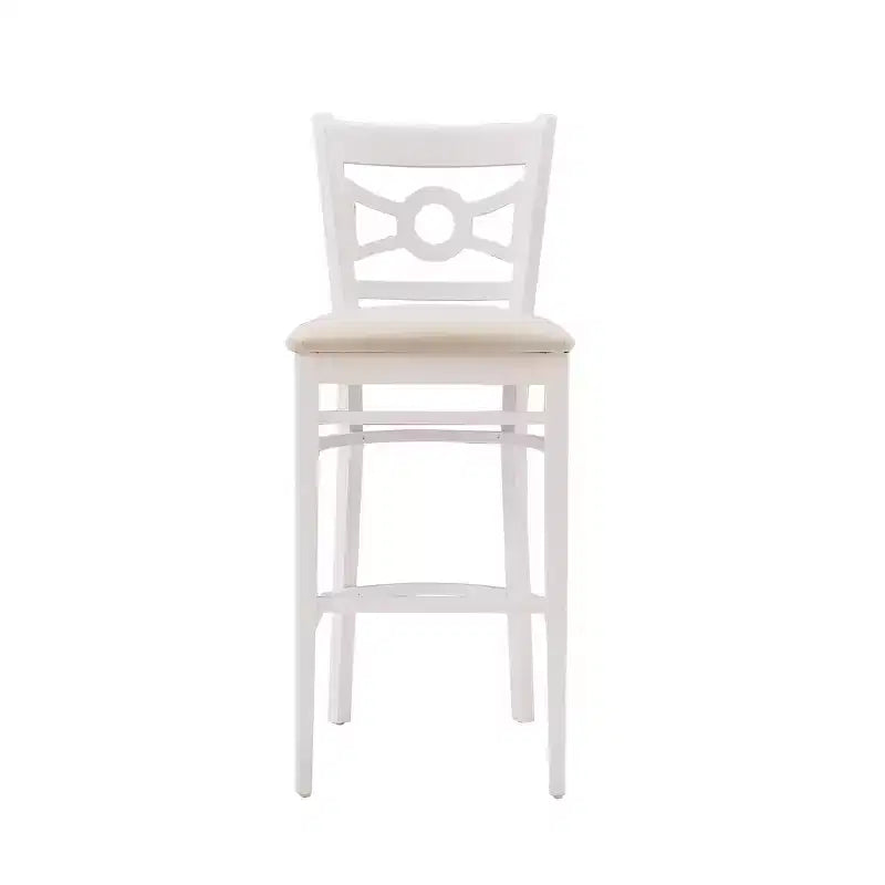 Set of 2 Ultra Suede Padded Seat Barstools White/Gray Solid Beechwood 31" High