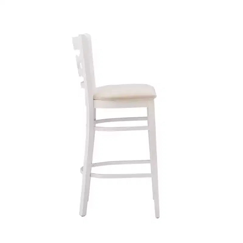 Set of 2 Ultra Suede Padded Seat Barstools White/Gray Solid Beechwood 31" High