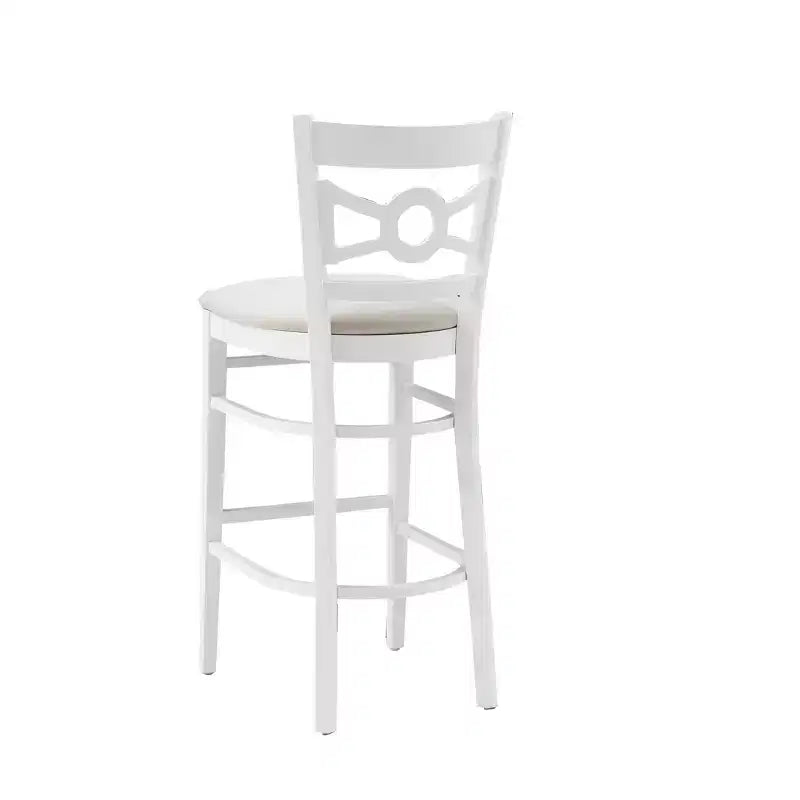 Set of 2 Ultra Suede Padded Seat Barstools White/Gray Solid Beechwood 31" High