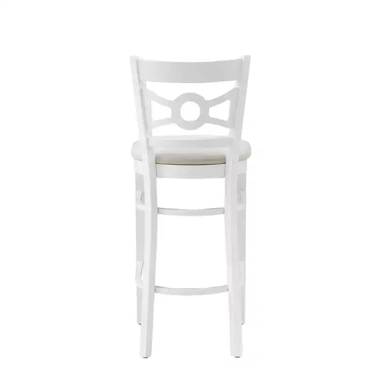 Set of 2 Ultra Suede Padded Seat Barstools White/Gray Solid Beechwood 31" High