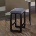 16" Counter Height Barstool Linen Upholstered Wood Sled Base Weathered Espresso