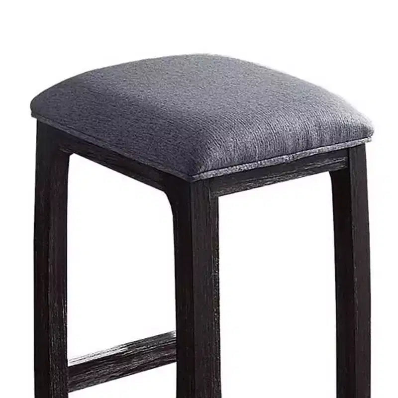 16" Counter Height Barstool Linen Upholstered Wood Sled Base Weathered Espresso