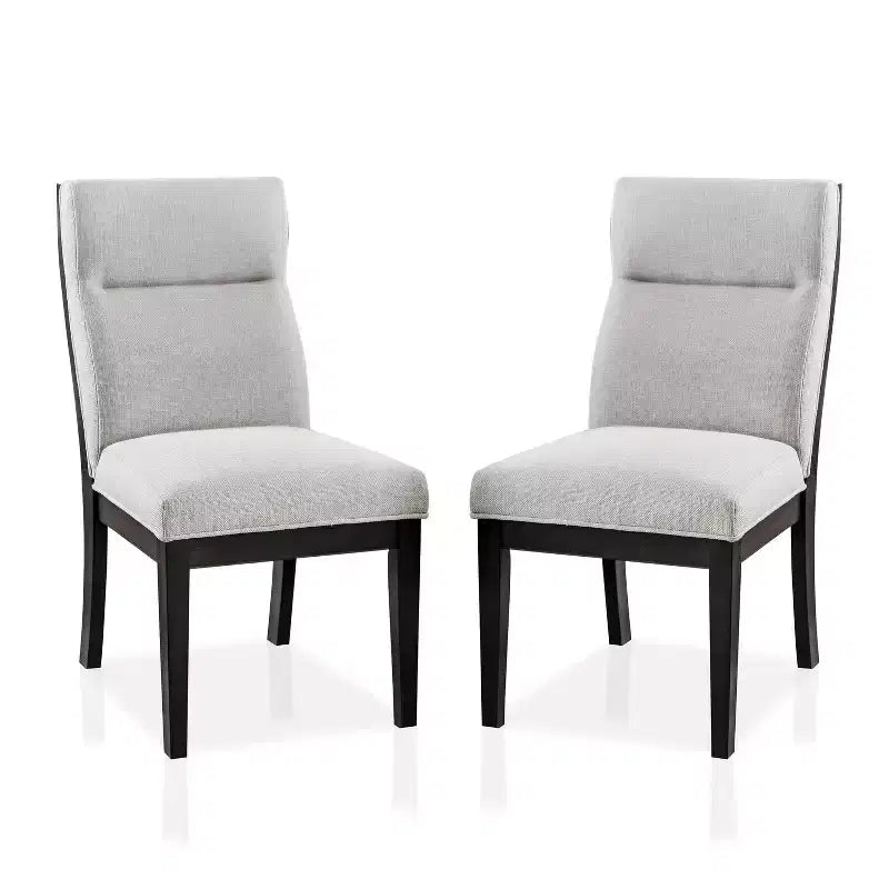 Set of 2 Upholstered Side Chairs Black/White Modern Contoured Tufted Back Tapered Legs