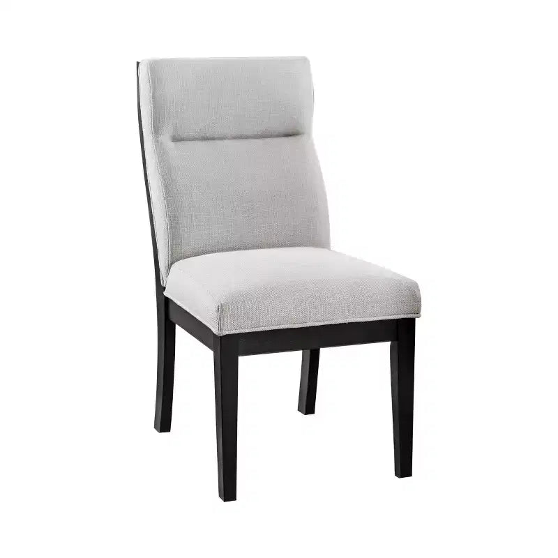 Set of 2 Upholstered Side Chairs Black/White Modern Contoured Tufted Back Tapered Legs