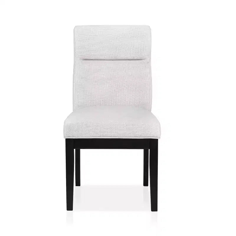 Set of 2 Upholstered Side Chairs Black/White Modern Contoured Tufted Back Tapered Legs