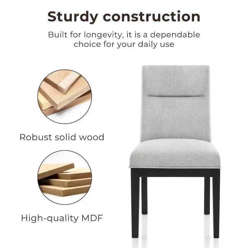 Set of 2 Upholstered Side Chairs Black/White Modern Contoured Tufted Back Tapered Legs