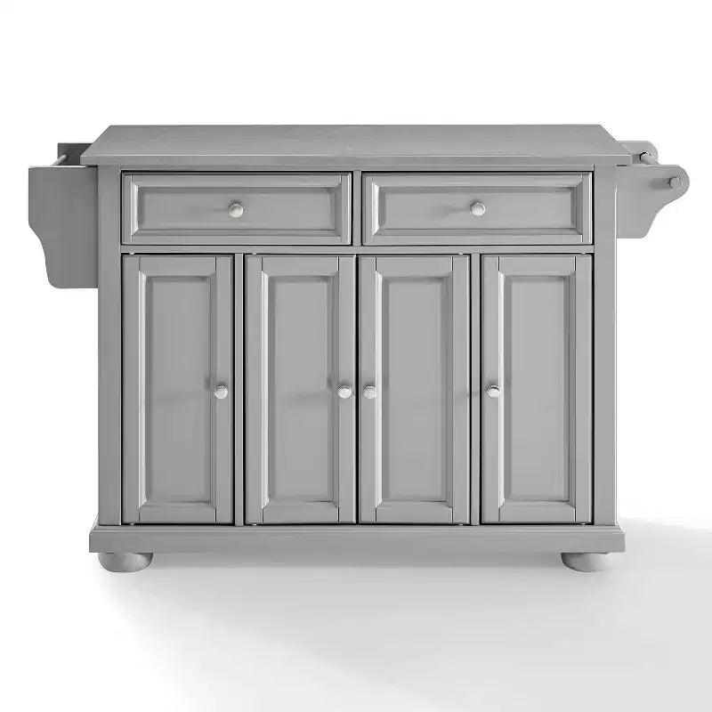 Full-Size Kitchen Island Cart Gray with Stainless Steel Top and Storage
