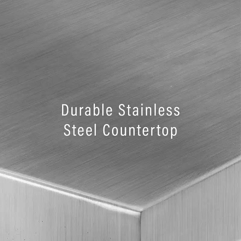 Full-Size Kitchen Island Cart Gray with Stainless Steel Top and Storage