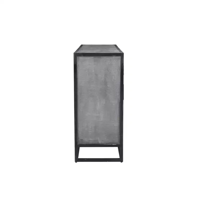 Raven Mango Wood Sideboard Gray: Metal Frame, 3 Drawers, 2 Doors