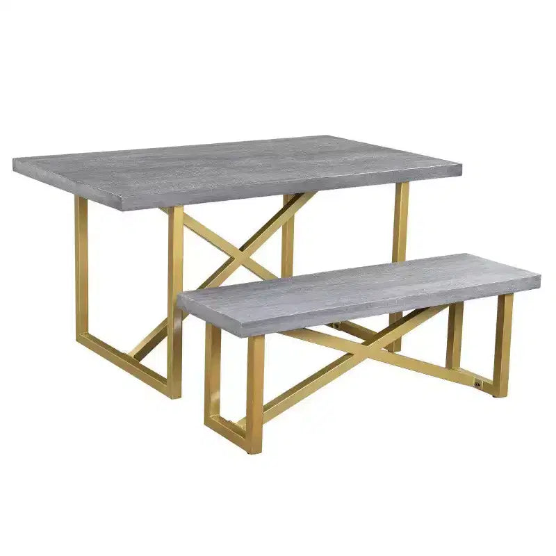 71" Raven Mango Wood Dining Table Gray/Gold