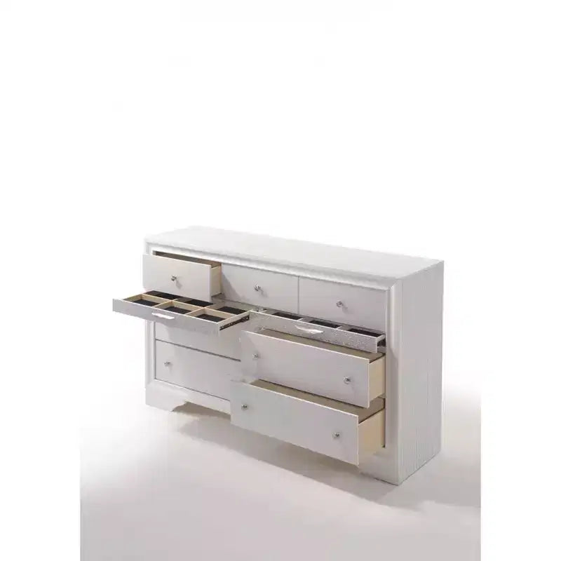 63" White 9-Drawer Dresser Wood Frame Metal Glides
