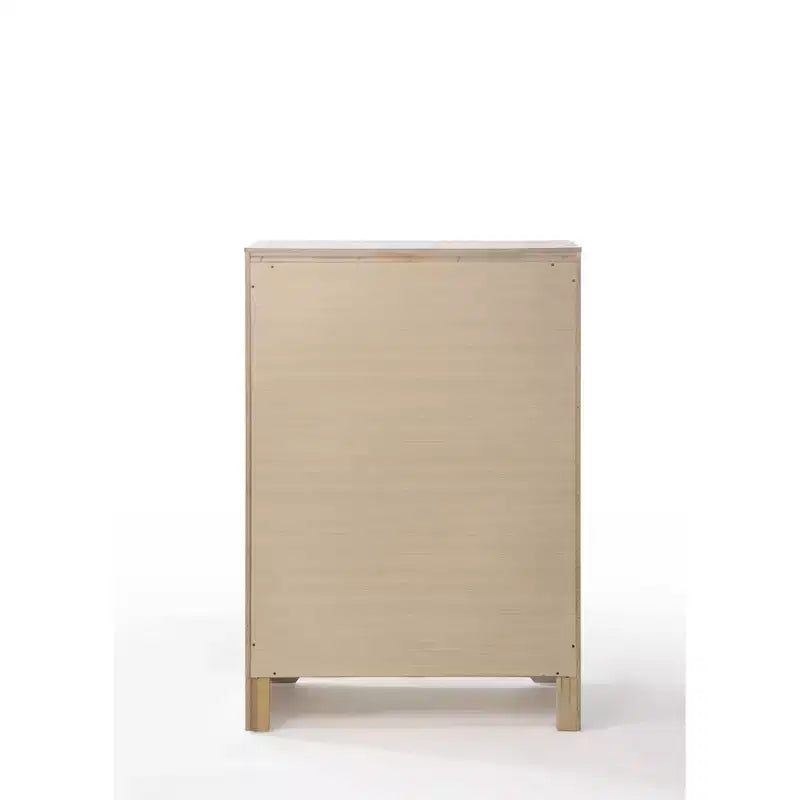 34" White 5-Drawer Vertical Dresser Wood Frame Metal Glides