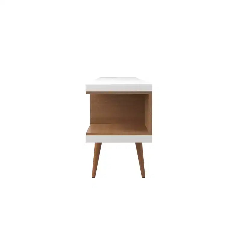 70.47" TV Stand for TVs up to 65" White Gloss/Maple Cream Modern Console with Storage