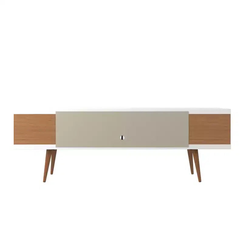 70.47" TV Stand for TVs up to 65" White Gloss/Maple Cream Modern Console with Storage