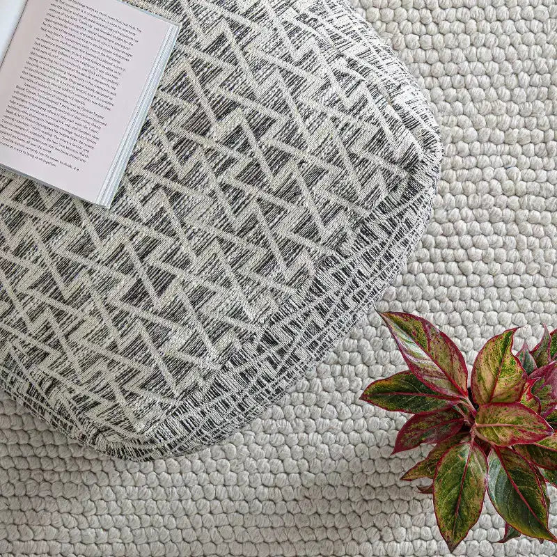 Lafayette Square Pouf Black/Ivory