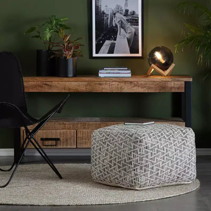 Lafayette Square Pouf Black/Ivory
