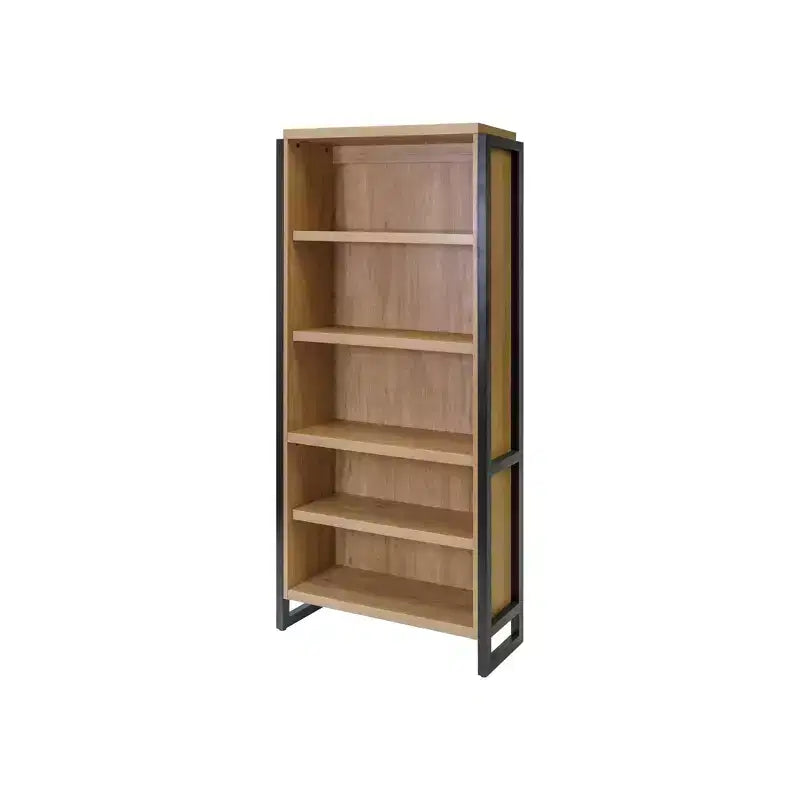 78" Modern Open Wood Laminate Bookcase Light Brown 4-Shelf Storage