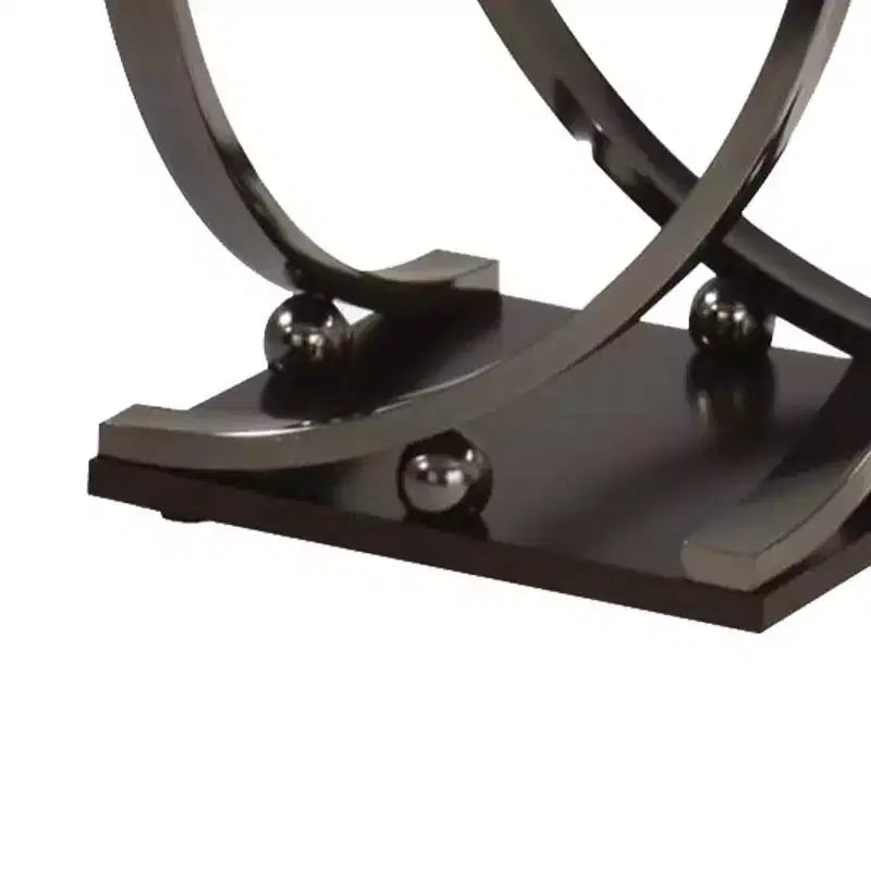 24" Isiah Accent Table Black Nickel: Metal Frame, Wood Top