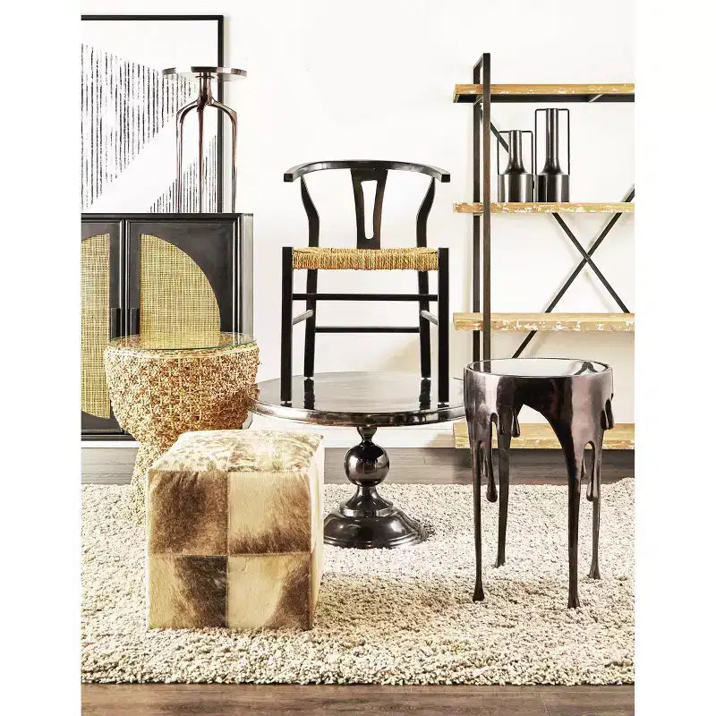 Modern Traditional Round Metal Coffee Table Black