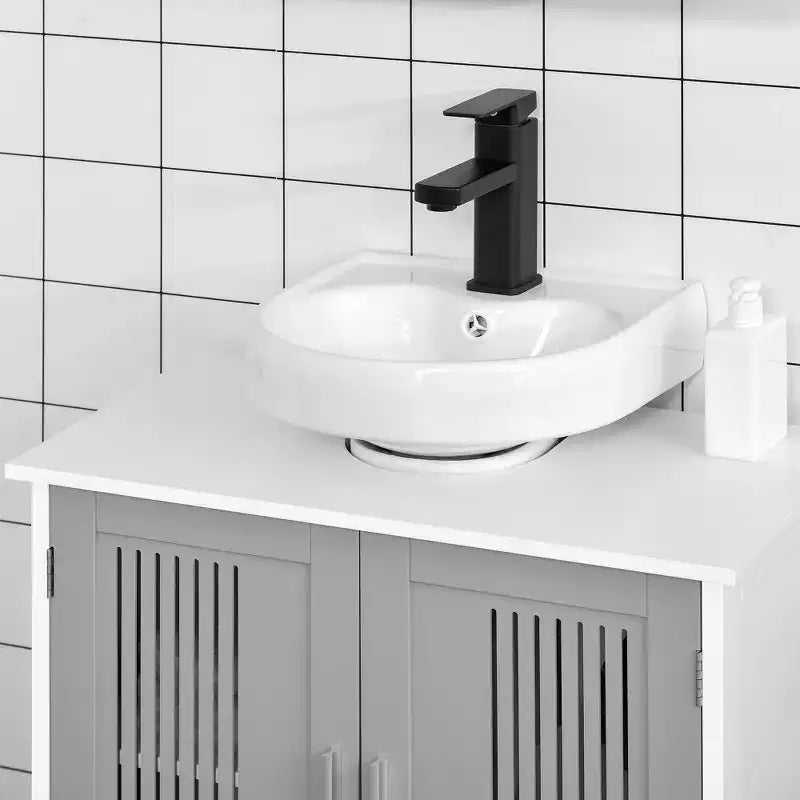 Modern Under Sink Cabinet with 2 Doors, Pedestal Under Sink Bathroom Cupboard with Adjustable Shelf