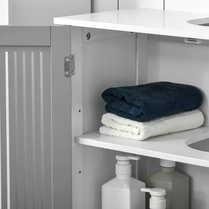 Modern Under Sink Cabinet with 2 Doors, Pedestal Under Sink Bathroom Cupboard with Adjustable Shelf