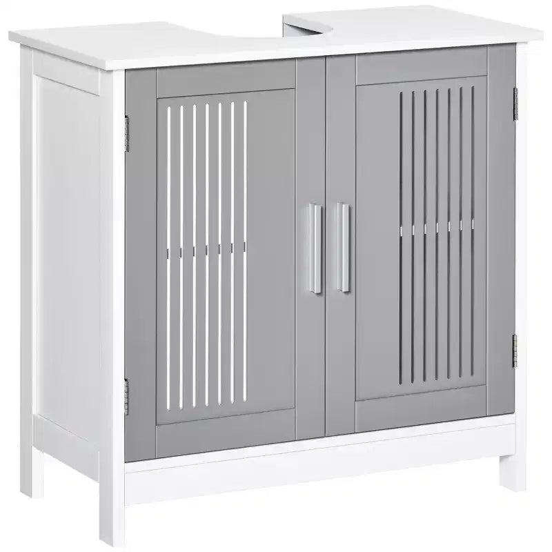 Modern Under Sink Cabinet with 2 Doors, Pedestal Under Sink Bathroom Cupboard with Adjustable Shelf