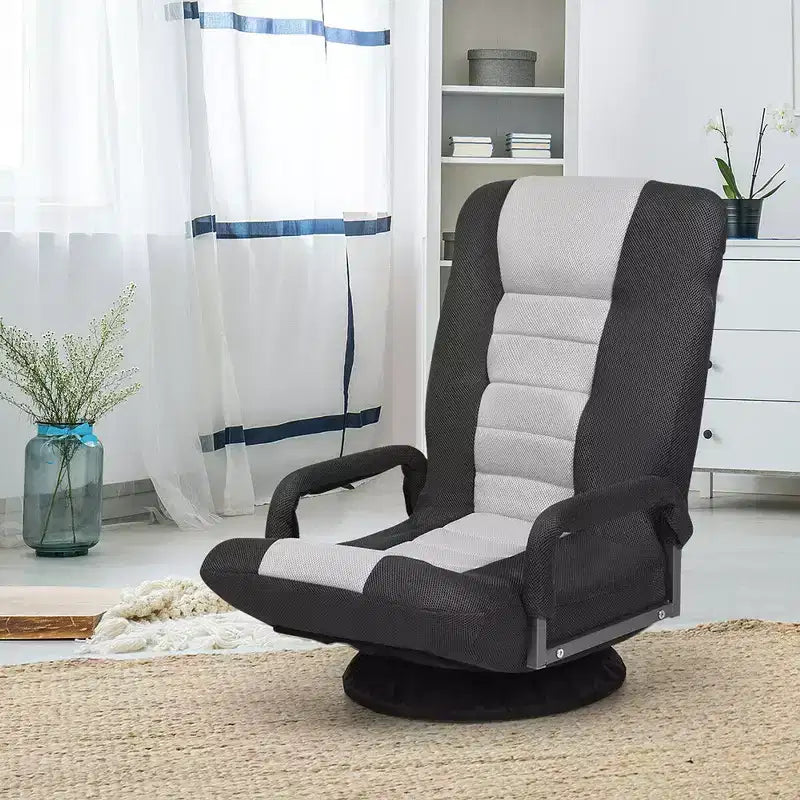360-Degree Swivel Gaming Floor Chair with Foldable Adjustable Backrest