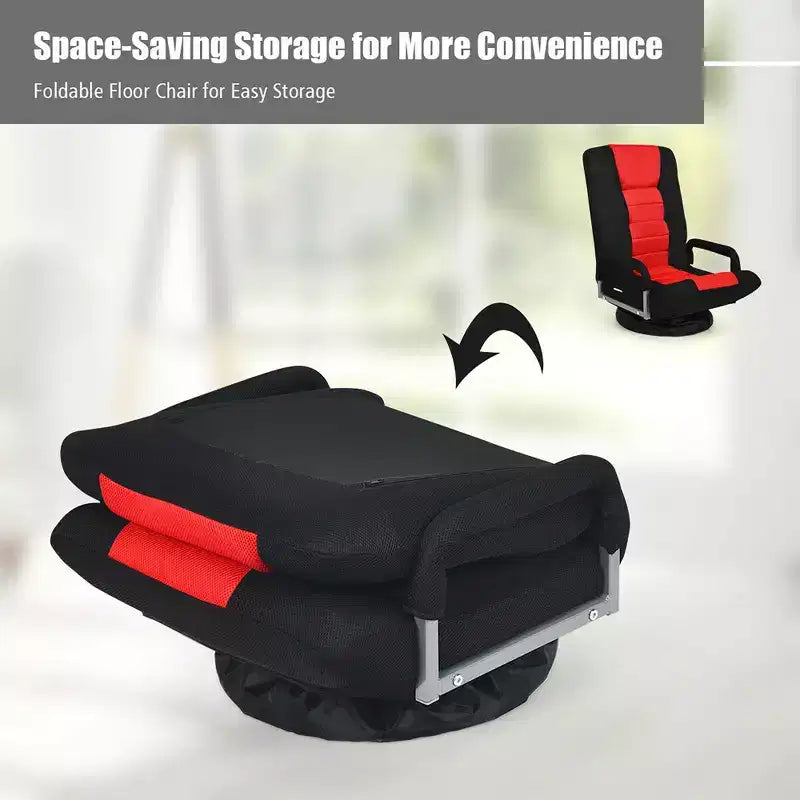 360-Degree Swivel Gaming Floor Chair with Foldable Adjustable Backrest