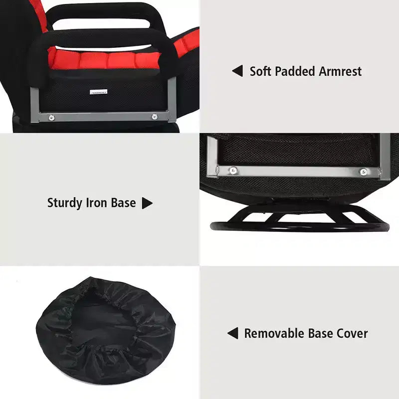 360-Degree Swivel Gaming Floor Chair with Foldable Adjustable Backrest