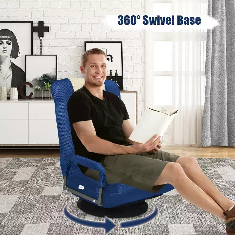 360-Degree Swivel Gaming Floor Chair with Foldable Adjustable Backrest
