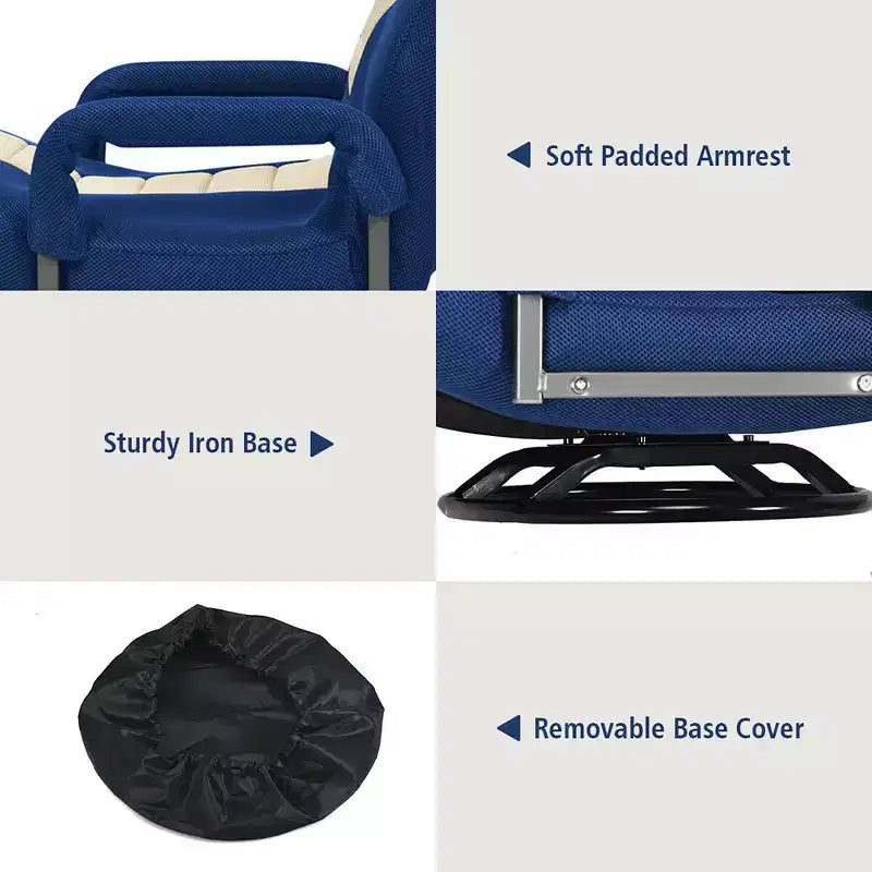 360-Degree Swivel Gaming Floor Chair with Foldable Adjustable Backrest