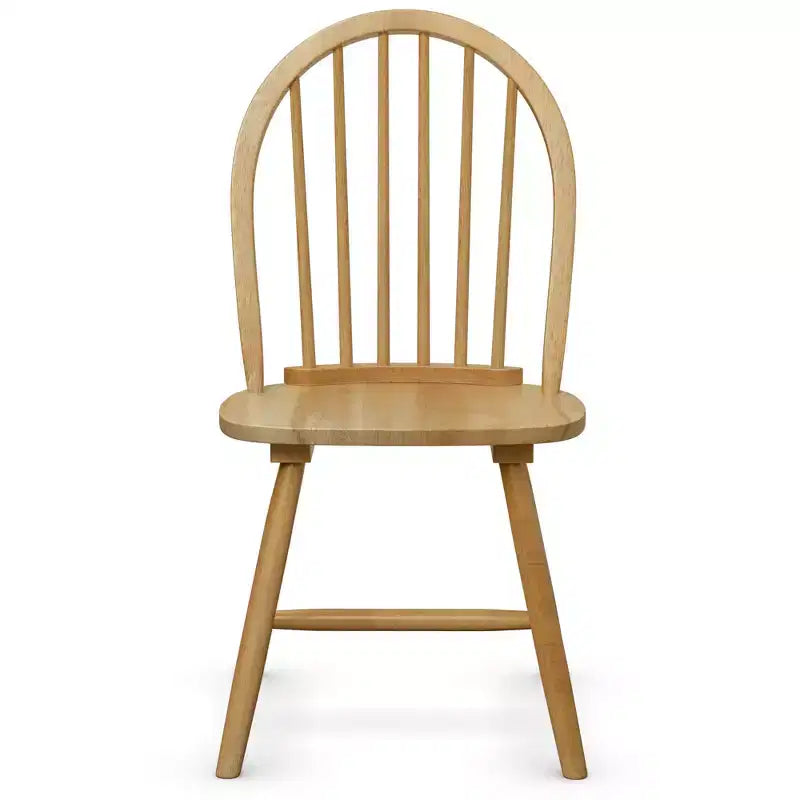 Ensemble de 2 chaises de salle à manger Windsor vintage en bois avec dossier à barreaux, finition naturelle