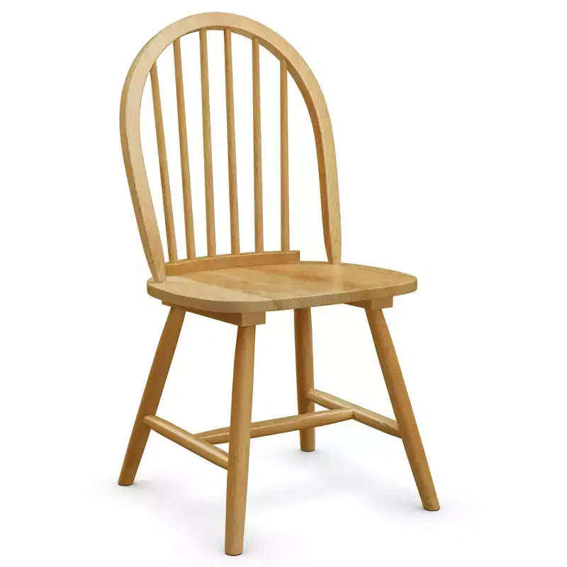 Ensemble de 2 chaises de salle à manger Windsor vintage en bois avec dossier à barreaux, finition naturelle