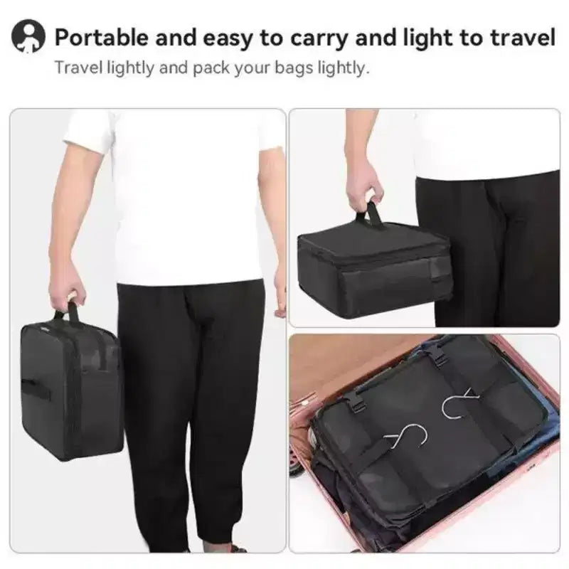 Space Saving Travel Luggage Organizer with Hanging Shelves and Laundry Compartment - Large