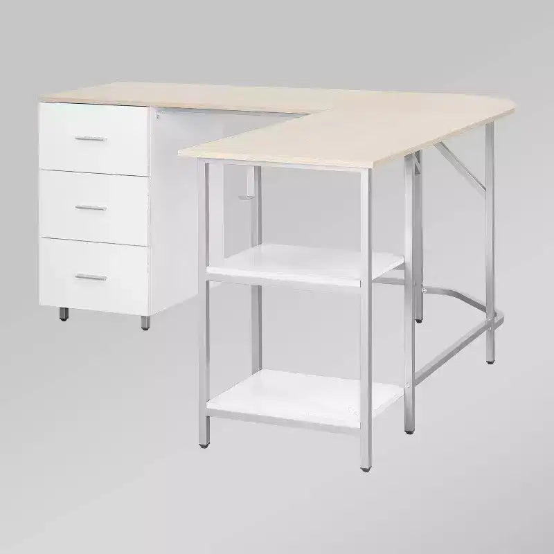 L Shape Home Office Two-Tone Desk with Storage