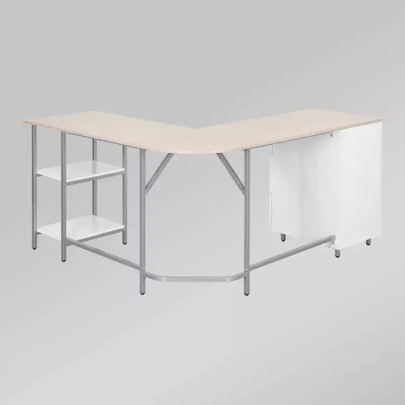 L Shape Home Office Two-Tone Desk with Storage