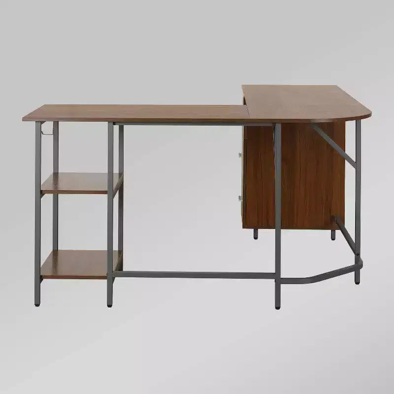 L Shape Home Office Two-Tone Desk with Storage
