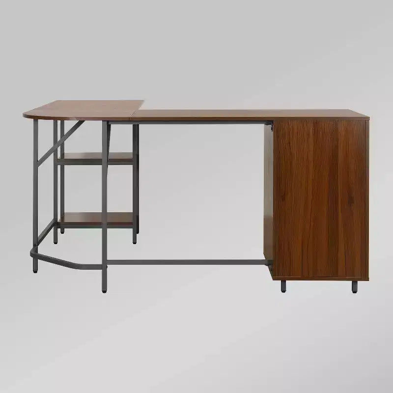 L Shape Home Office Two-Tone Desk with Storage