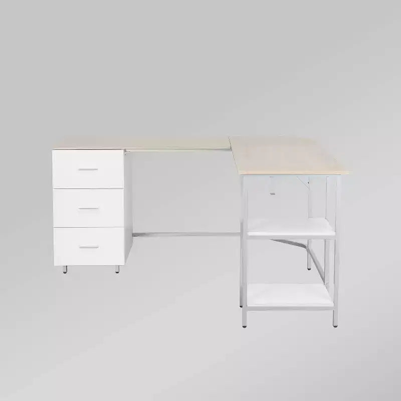 L Shape Home Office Two-Tone Desk with Storage